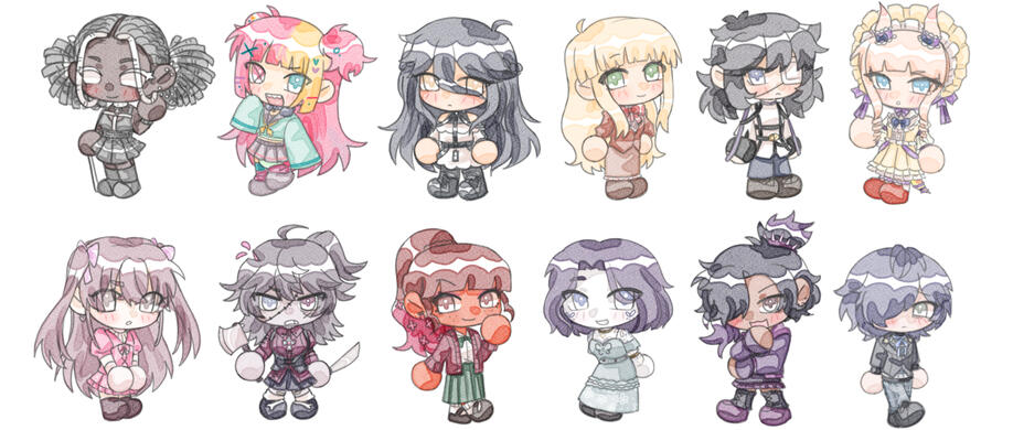 rendered chibis (watercolor style available upon request)