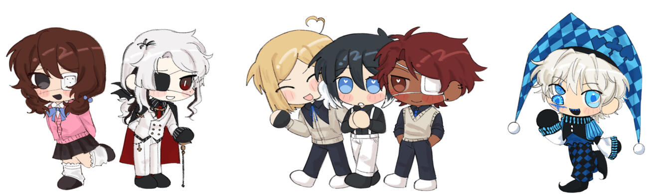 rendered chibis (commissions will have more rendering than this)